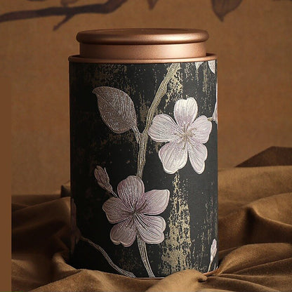Metal Tea Caddy Embossed Floral Airtight Lid 4 Colors