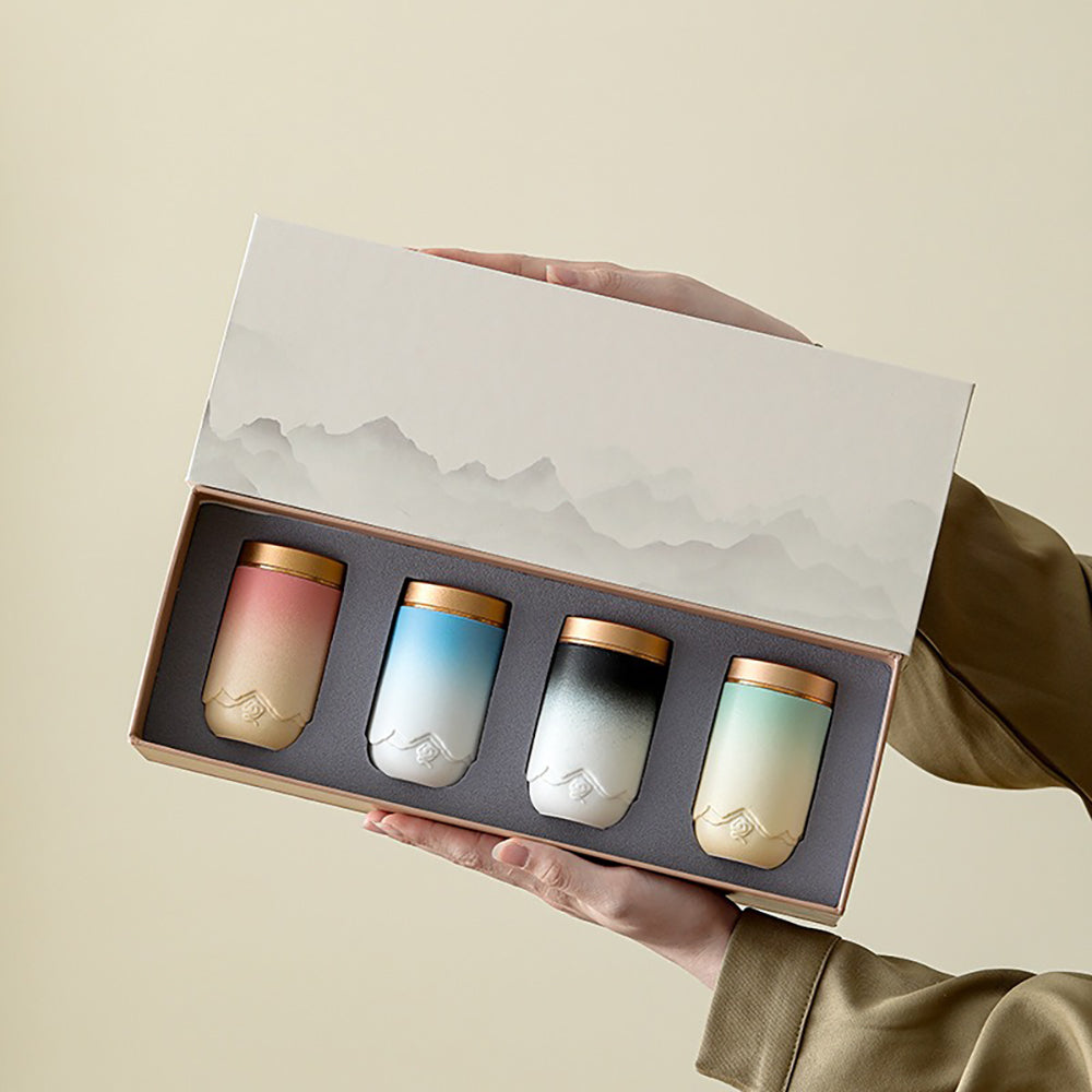 Ceramic Tea Caddy Set of 4 with Gift Box Gradient