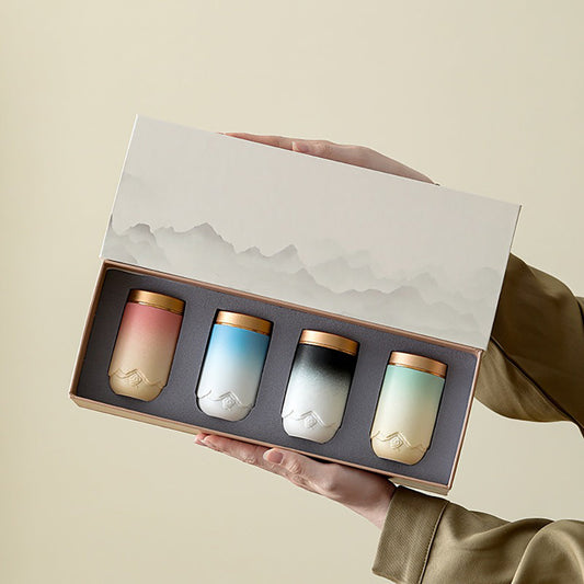 Ceramic Tea Caddy Set of 4 with Gift Box Gradient