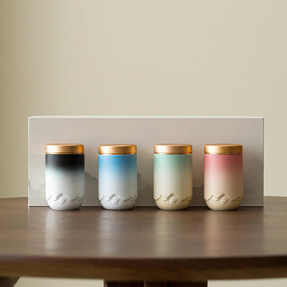 Ceramic Tea Caddy Set of 4 with Gift Box Gradient