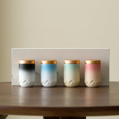 Ceramic Tea Caddy Set of 4 with Gift Box Gradient