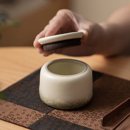 Ceramic Tea Caddy Set of 3 Gradient Mountain Relief Jars