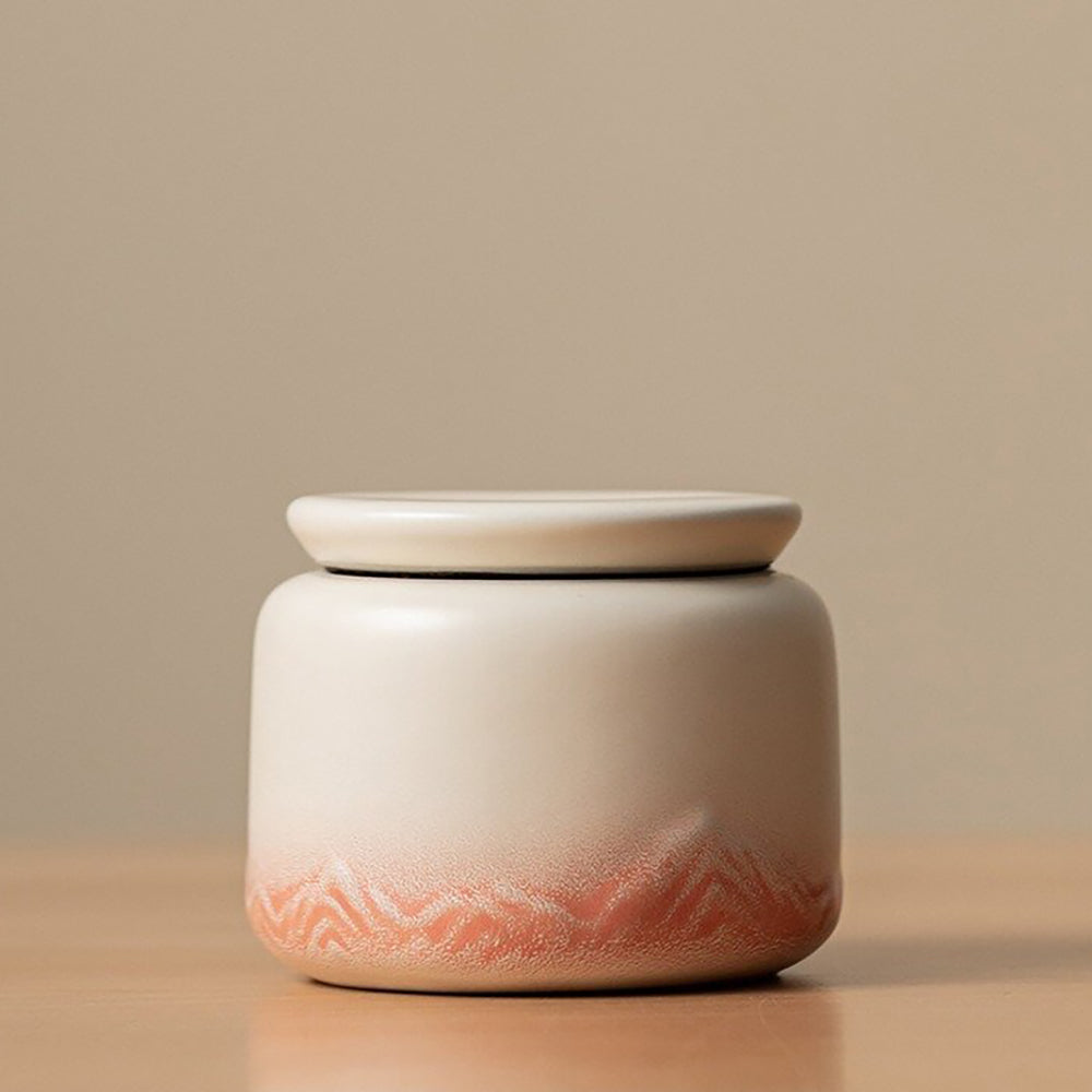 Ceramic Tea Caddy Set of 3 Gradient Mountain Relief Jars