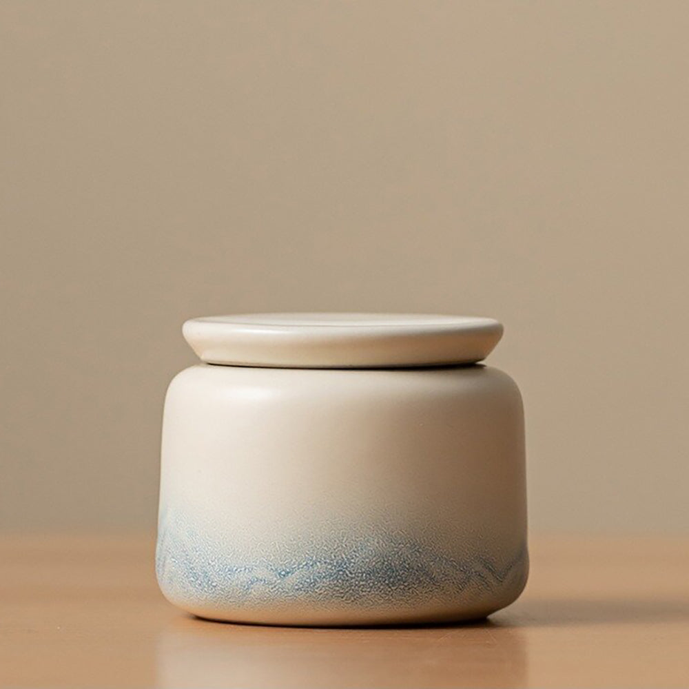 Ceramic Tea Caddy Set of 3 Gradient Mountain Relief Jars