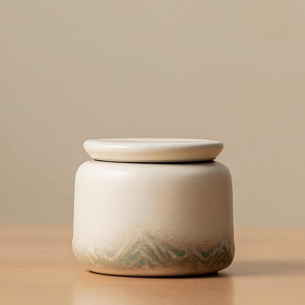 Ceramic Tea Caddy Set of 3 Gradient Mountain Relief Jars