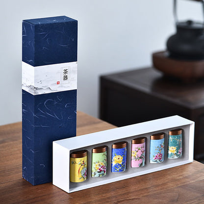 Tea Caddy Set of 6 Enamel Ceramic – Magpie Peony