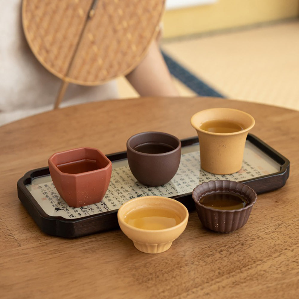 Gongfu Tea Cups Yixing Purple Clay Five Elements Set of 5