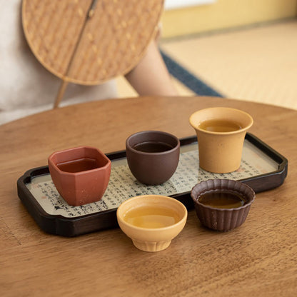 Gongfu Tea Cups Yixing Purple Clay Five Elements Set of 5