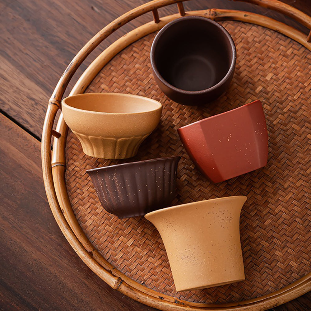 Gongfu Tea Cups Yixing Purple Clay Five Elements Set of 5