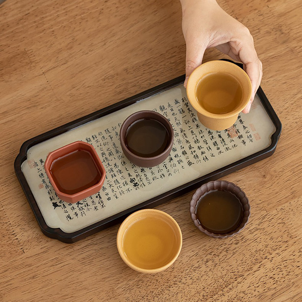 Gongfu Tea Cups Yixing Purple Clay Five Elements Set of 5