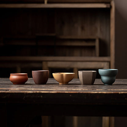 Purple Clay Tea Cup Set – Five Blessings Gongfu Collection