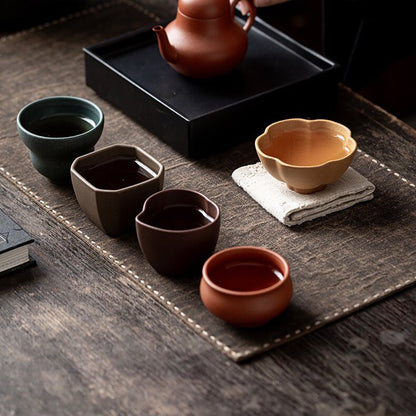Purple Clay Tea Cup Set – Five Blessings Gongfu Collection