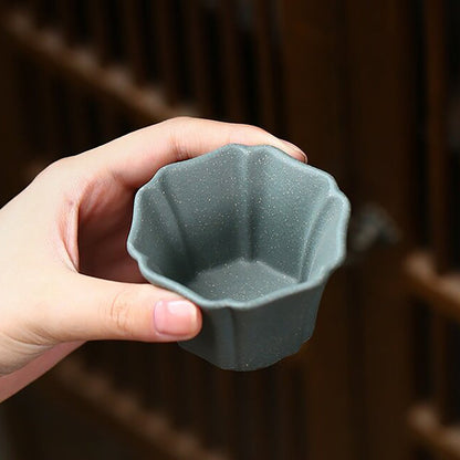 Gongfu Tea Cups Purple Clay Flower Shape 5 Colors Set of 5