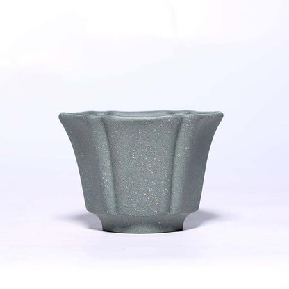 Gongfu Tea Cups Purple Clay Flower Shape 5 Colors Set of 5