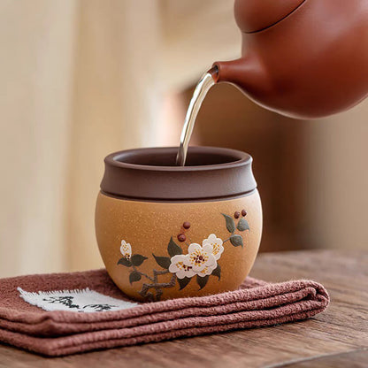 Gongfu Tea Cups Purple Clay Plum Blossom Zisha Set of 2