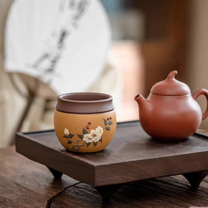 Gongfu Tea Cups Purple Clay Plum Blossom Zisha Set of 2