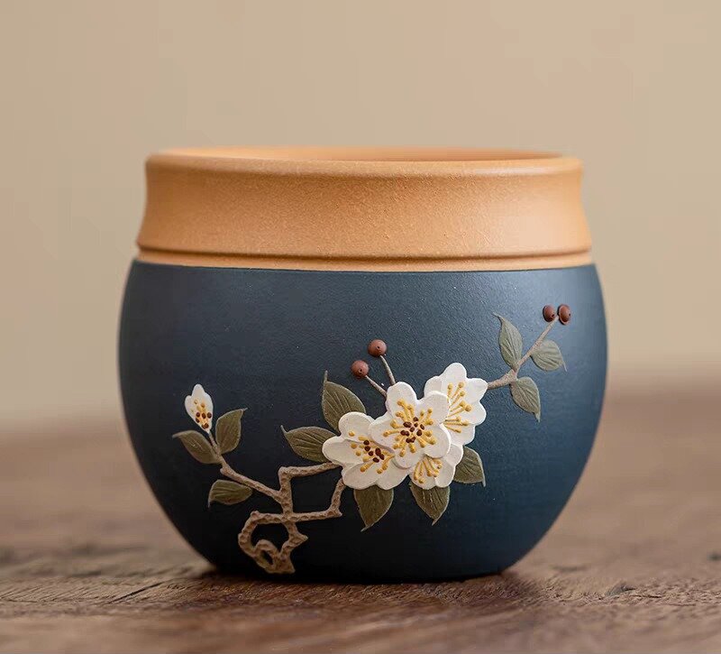 Gongfu Tea Cups Purple Clay Plum Blossom Zisha Set of 2