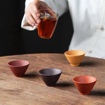 Gongfu Tea Cups Yixing Purple Clay Heart Sutra Set of 4
