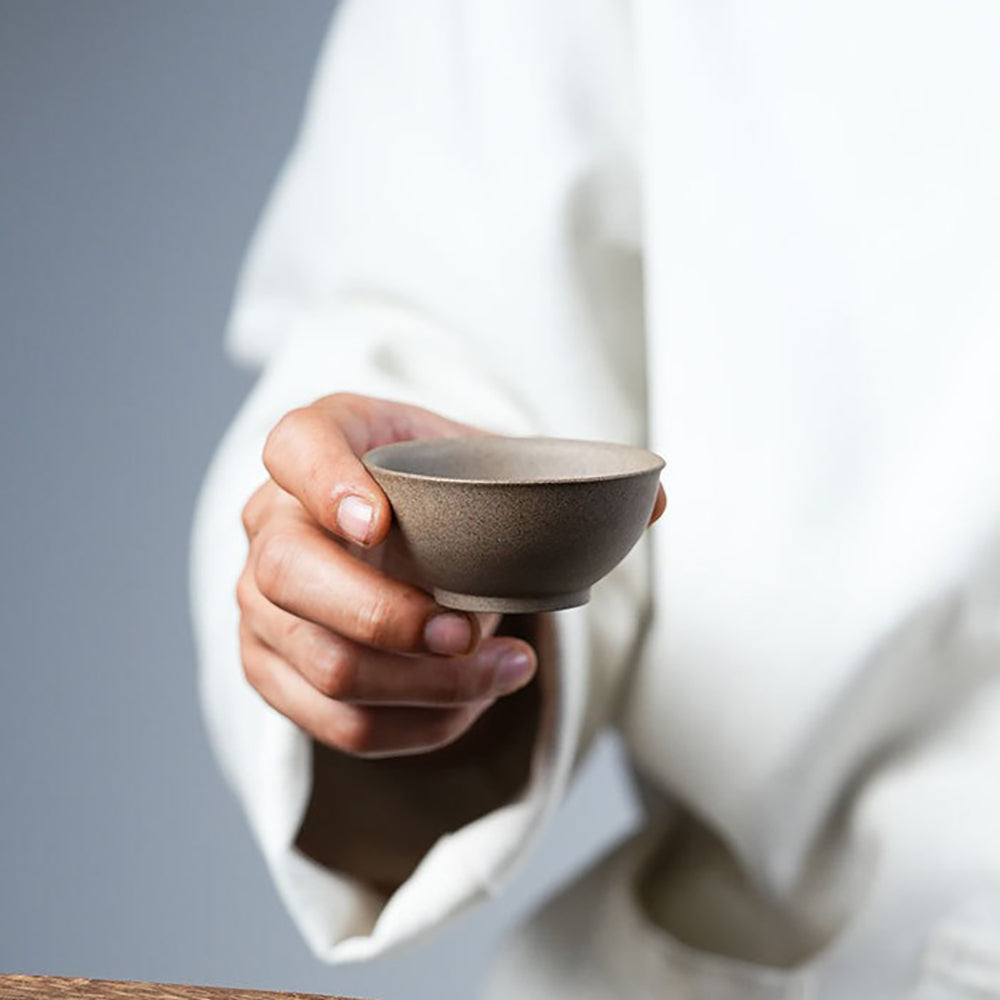 Gongfu Tea Cup Set Yixing Purple Clay Lotus Relief 4 Cups