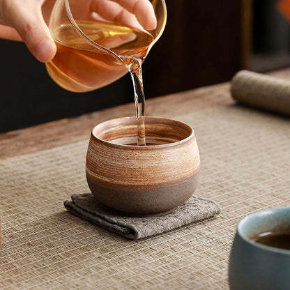 Gongfu Tea Cups Set of 4 Coarse Pottery 140ml Matte Clay