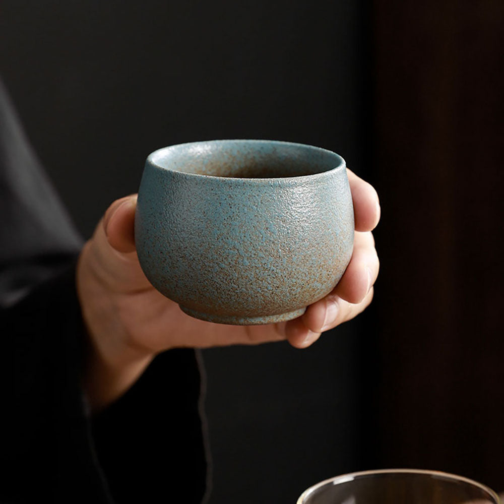 Gongfu Tea Cups Set of 4 Coarse Pottery 140ml Matte Clay