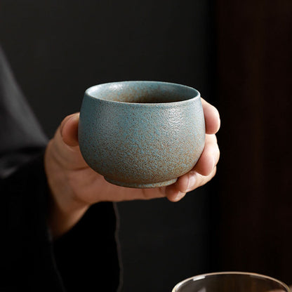 Gongfu Tea Cups Set of 4 Coarse Pottery 140ml Matte Clay