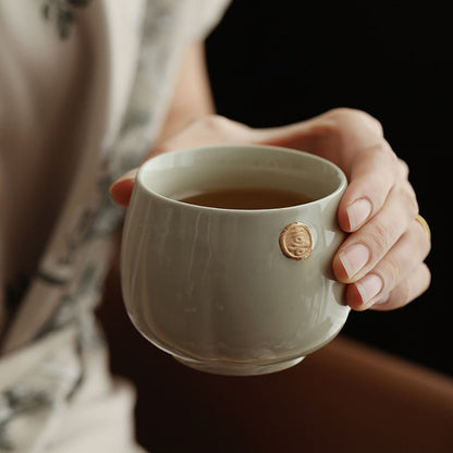 Dehua Ceramic Gongfu Tea Cup | Xi Character Gold 175ml Gift