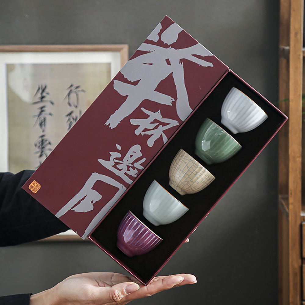Five Famous Kilns Gongfu Tea Cup Set | Ru Guan Ge Jun Ding