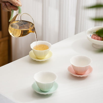 Gongfu Tea Cup Set Ruyao Four Seasons Flower Shape 4pcs