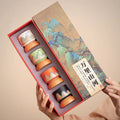 Gongfu Tea Cup Set 4pcs Wooden Base Landscape Painting