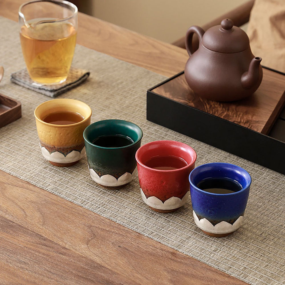 Gongfu Tea Cup Set – Dunhuang Lotus Four Seasons Ceramic Teacups