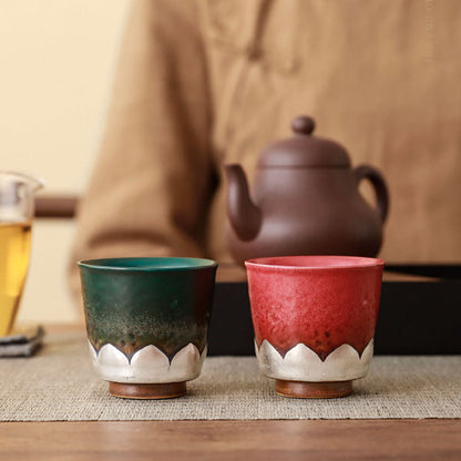Gongfu Tea Cup Set – Dunhuang Lotus Four Seasons Ceramic Teacups