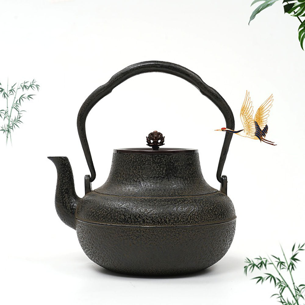 Tetsubin Cast Iron Teapot Copper Lotus Lid Japanese 1300ml