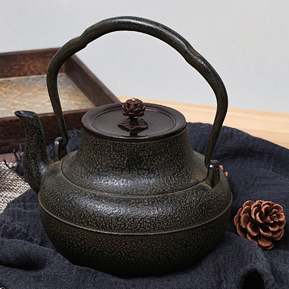 Tetsubin Cast Iron Teapot Copper Lotus Lid Japanese 1300ml