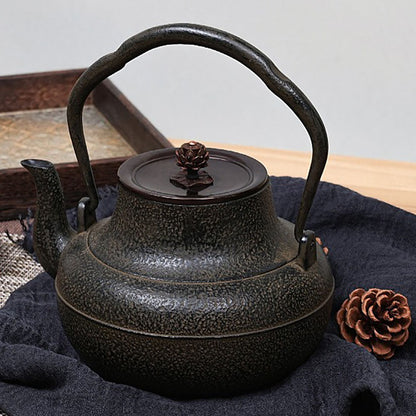 Tetsubin Cast Iron Teapot Copper Lotus Lid Japanese 1300ml