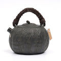Cast Iron Teapot Japanese Melon Shape 900ml Rattan Handle Tetsubin
