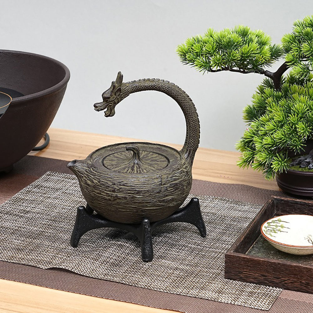Cast Iron Teapot Dragon Handle Japanese Tea Kettle 900ml