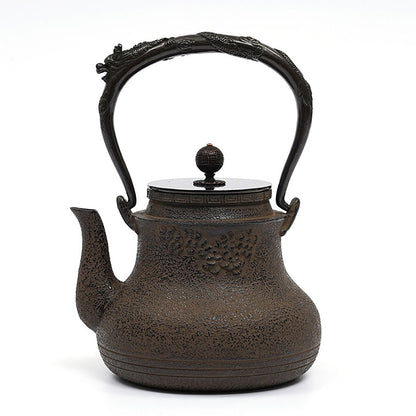 Cast Iron Teapot Tiger Dragon Relief Japanese 1300ml