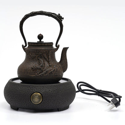 Cast Iron Teapot Tiger Dragon Relief Japanese 1300ml