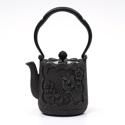 Cast Iron Teapot Japanese Magpie Blossom Branch 1000ml 2kg Tetsubin