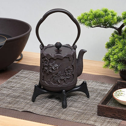 Cast Iron Teapot Japanese Magpie Blossom Branch 1000ml 2kg Tetsubin