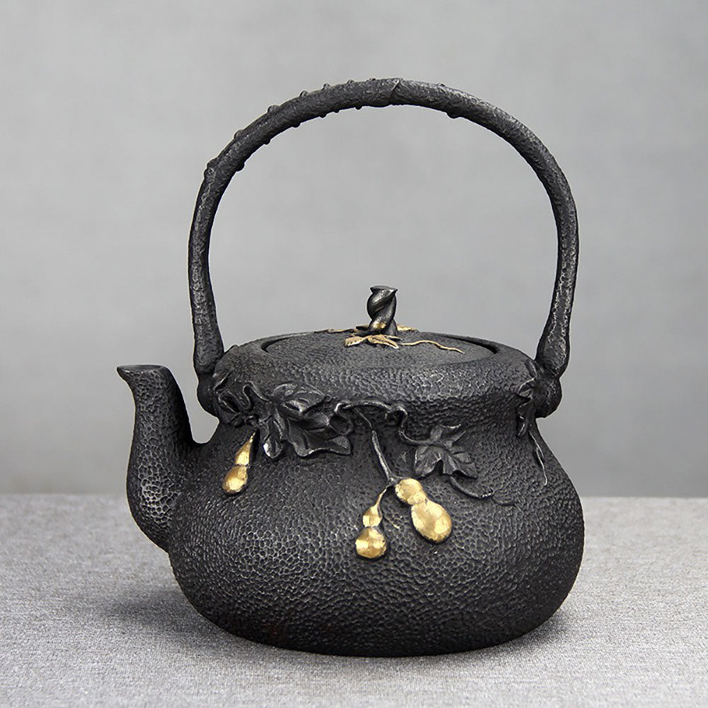Cast Iron Teapot Japanese Gourd Vine IH Compatible