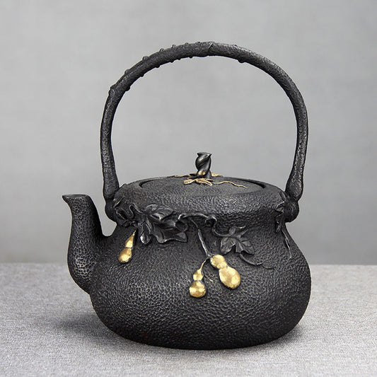 Cast Iron Teapot Japanese Gourd Vine IH Compatible