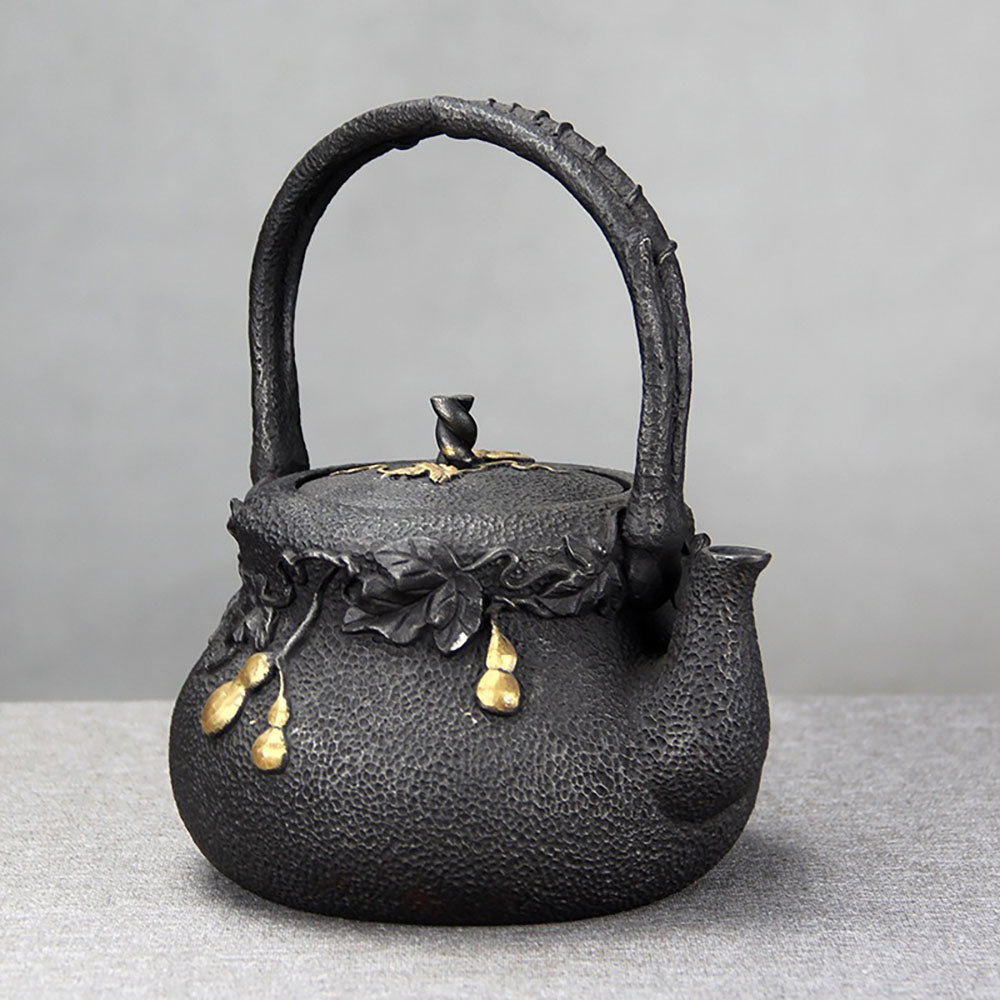 Cast Iron Teapot Japanese Gourd Vine IH Compatible