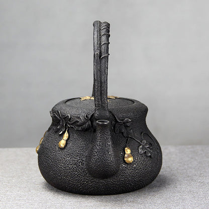 Cast Iron Teapot Japanese Gourd Vine IH Compatible
