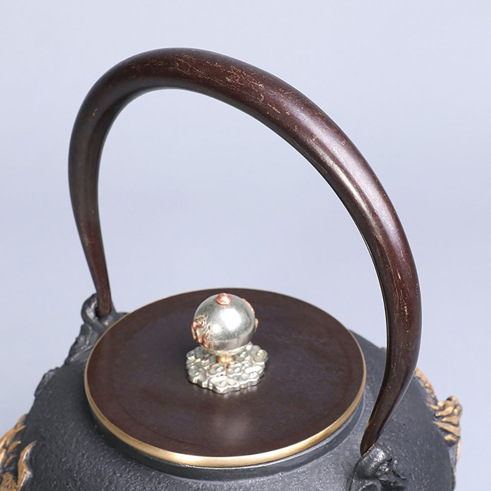 Cast Iron Teapot Japanese Qilin Kirin Relief 1200ml Tetsubin
