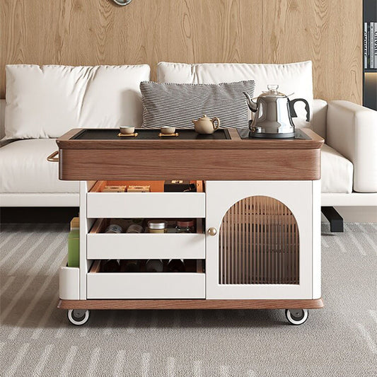 Tea Table Solid Oak with Black Stone Tray – Movable