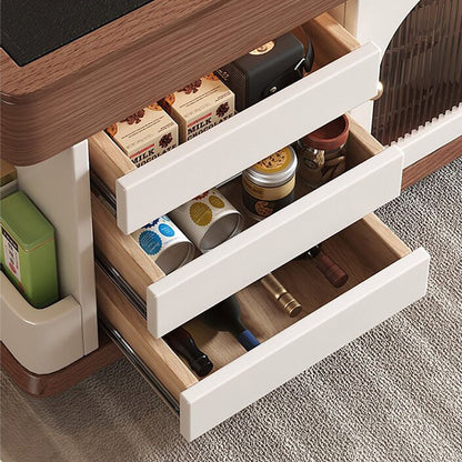 Tea Table Solid Oak with Black Stone Tray – Movable