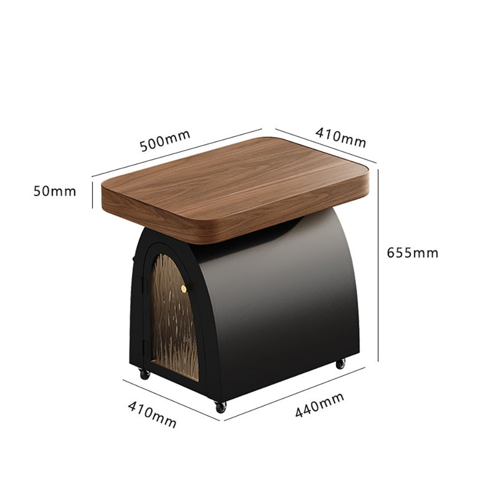 Tea Table Movable Solid Wood | Rolling Side Table Storage