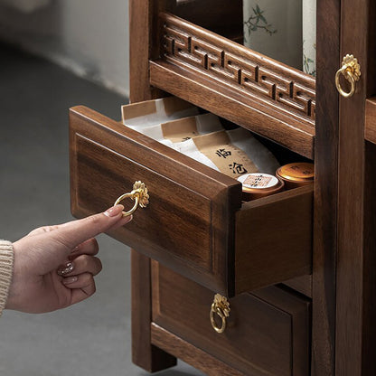 Walnut Tea Cart Movable with Storage & 360° Casters